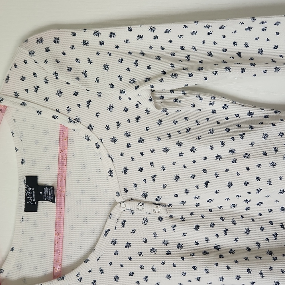 Just Polly Sweet Floral Thermal Crop Shirt